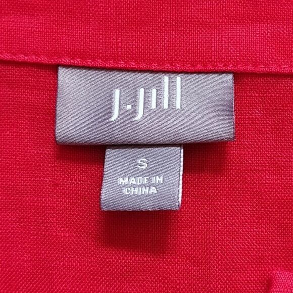 J.Jill split v-neck linen red tunic sz S - Picture 8 of 11